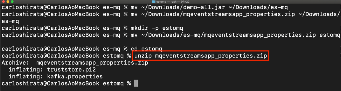 lab4 unziip mqeventstreamsapp zip