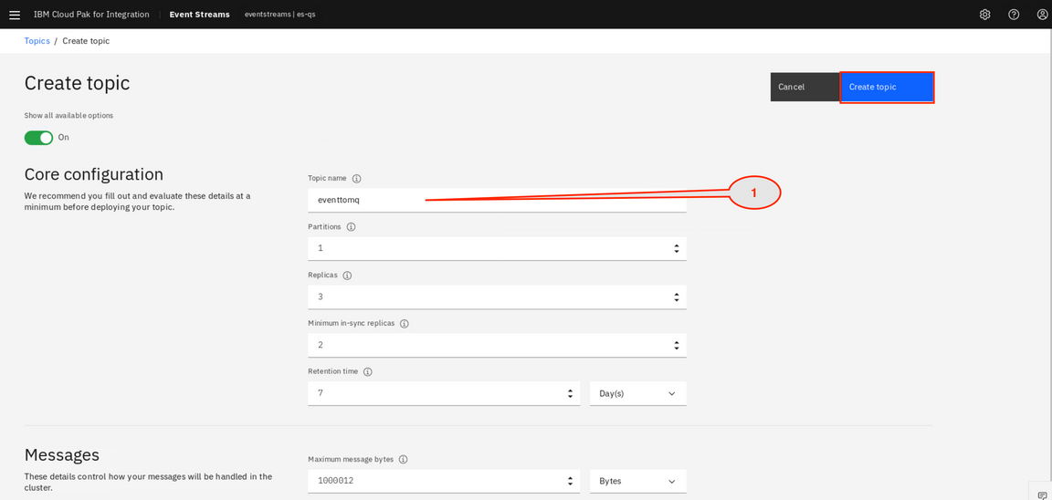 lab4 create topic eventtomq