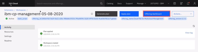 offering dashboard