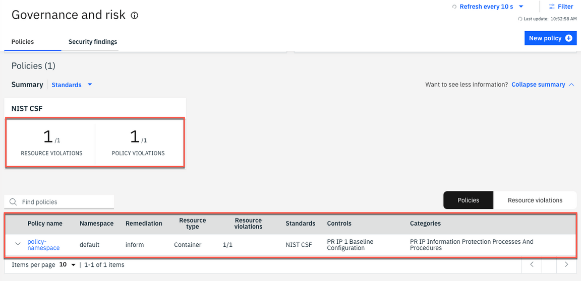 10 namespace policy image